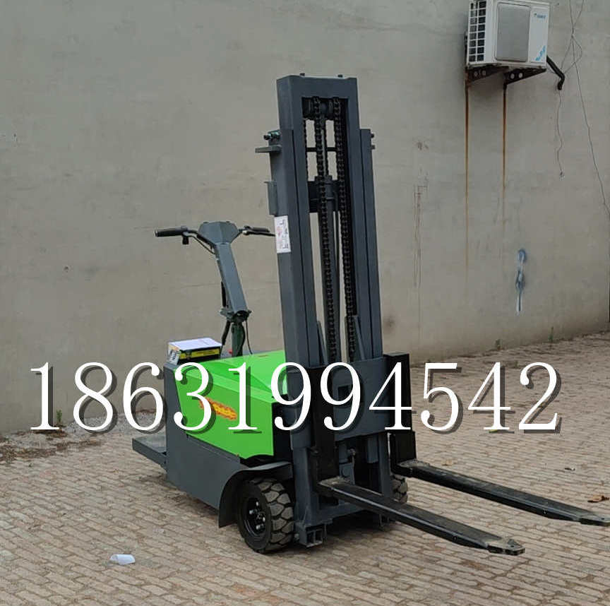 浑江区优程全电动叉车插腿式堆高车液压装卸车1.5吨升高小型站驾式铲车